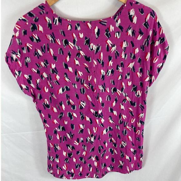NIC+ZOE Cool Cat Printed V Neck Short Sleeve Blouse Size Large - Picture 8 of 9